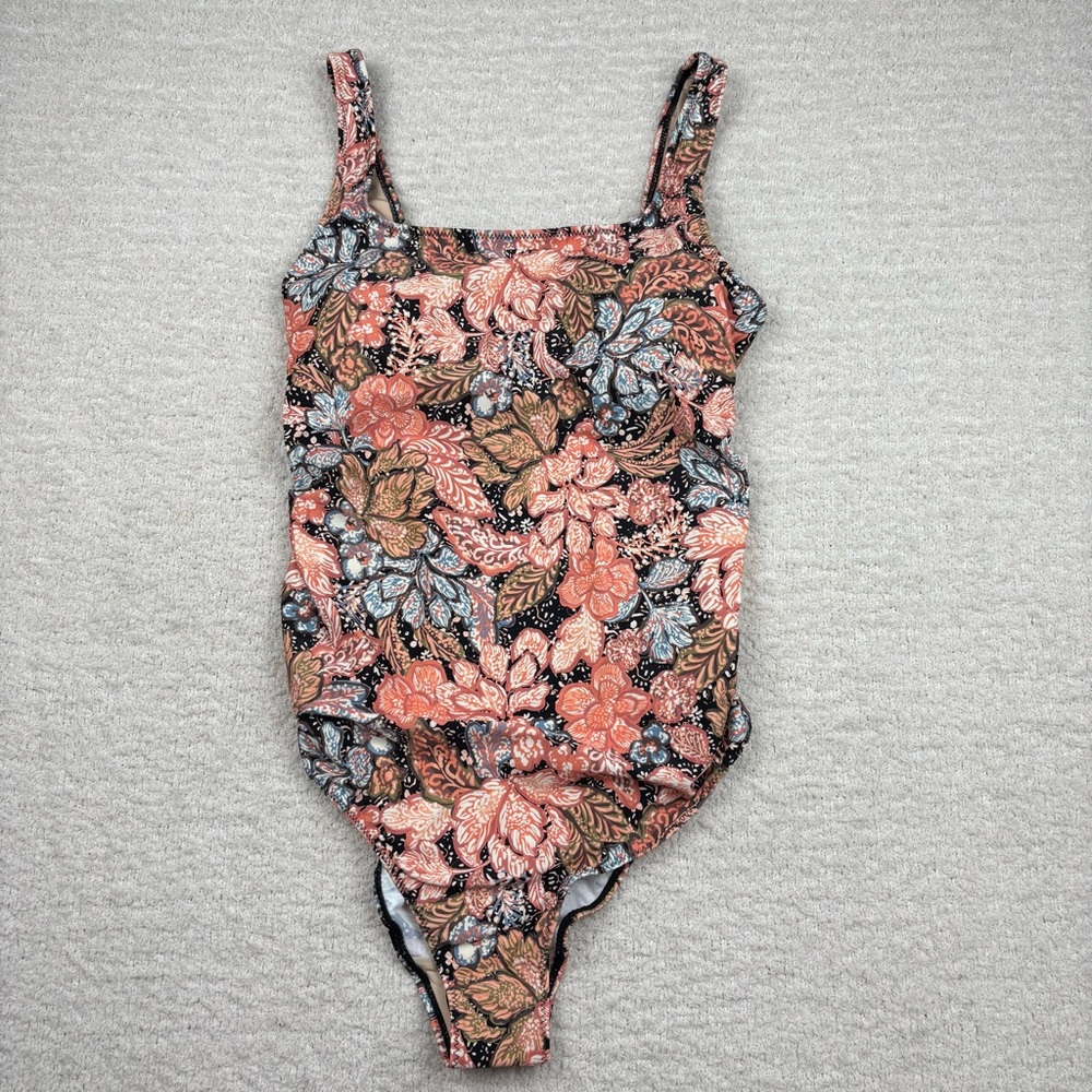 A Pea In The Pod Swimsuit Womens M Multi Floral Leaf Maternity One Piece Boho